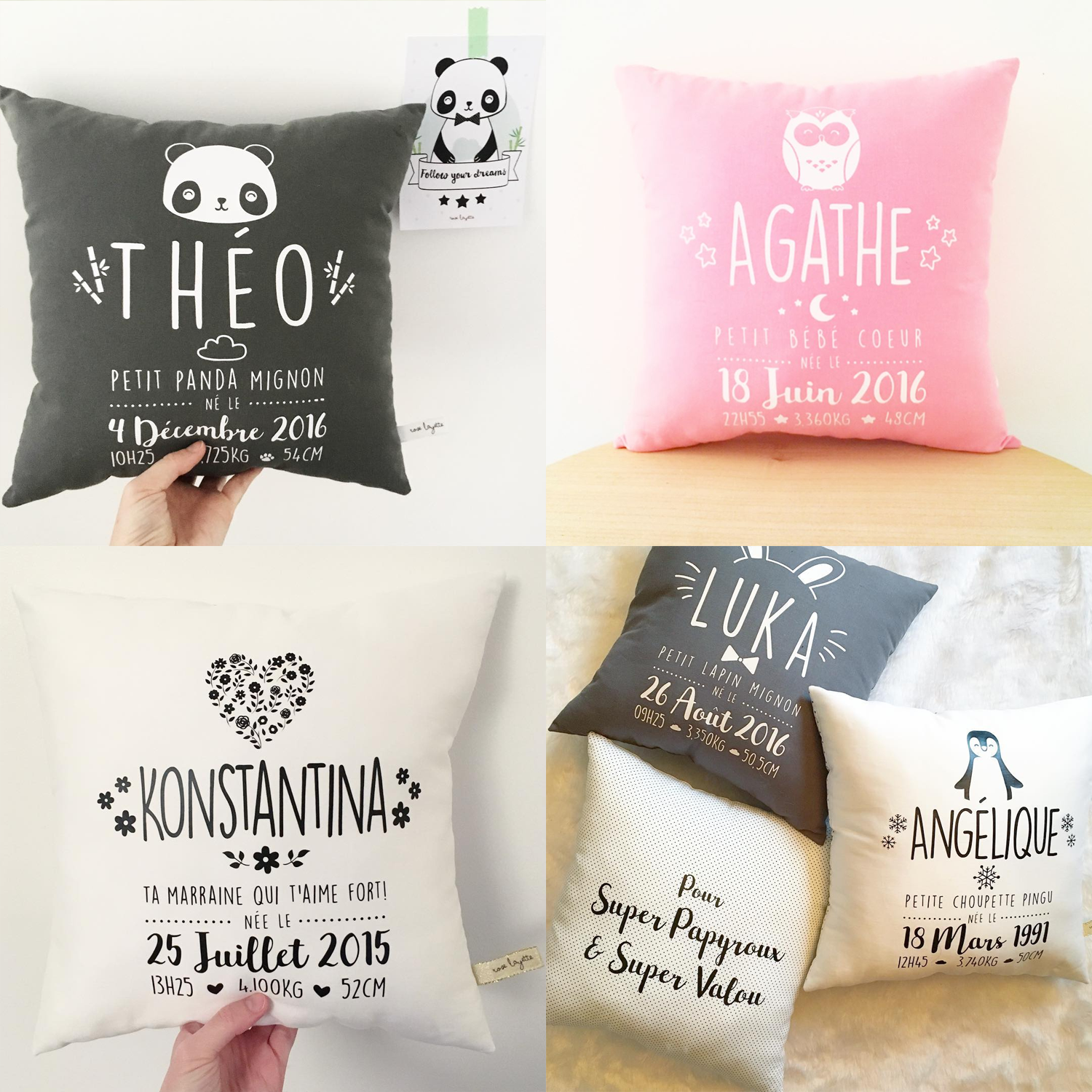 Commande Spéciale : Coussin de naissance 32x32