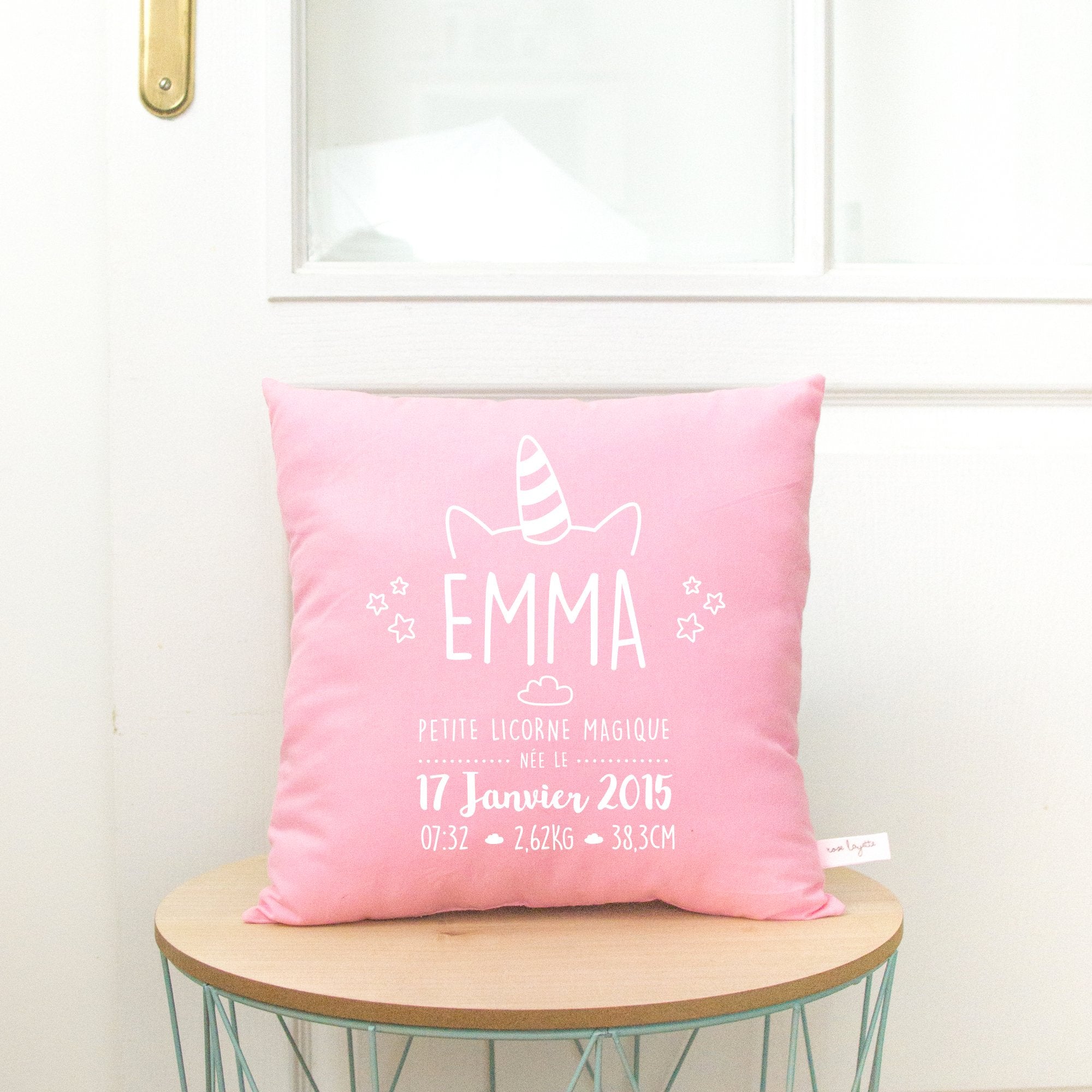 Coussin de naissance - ROSE 32x32