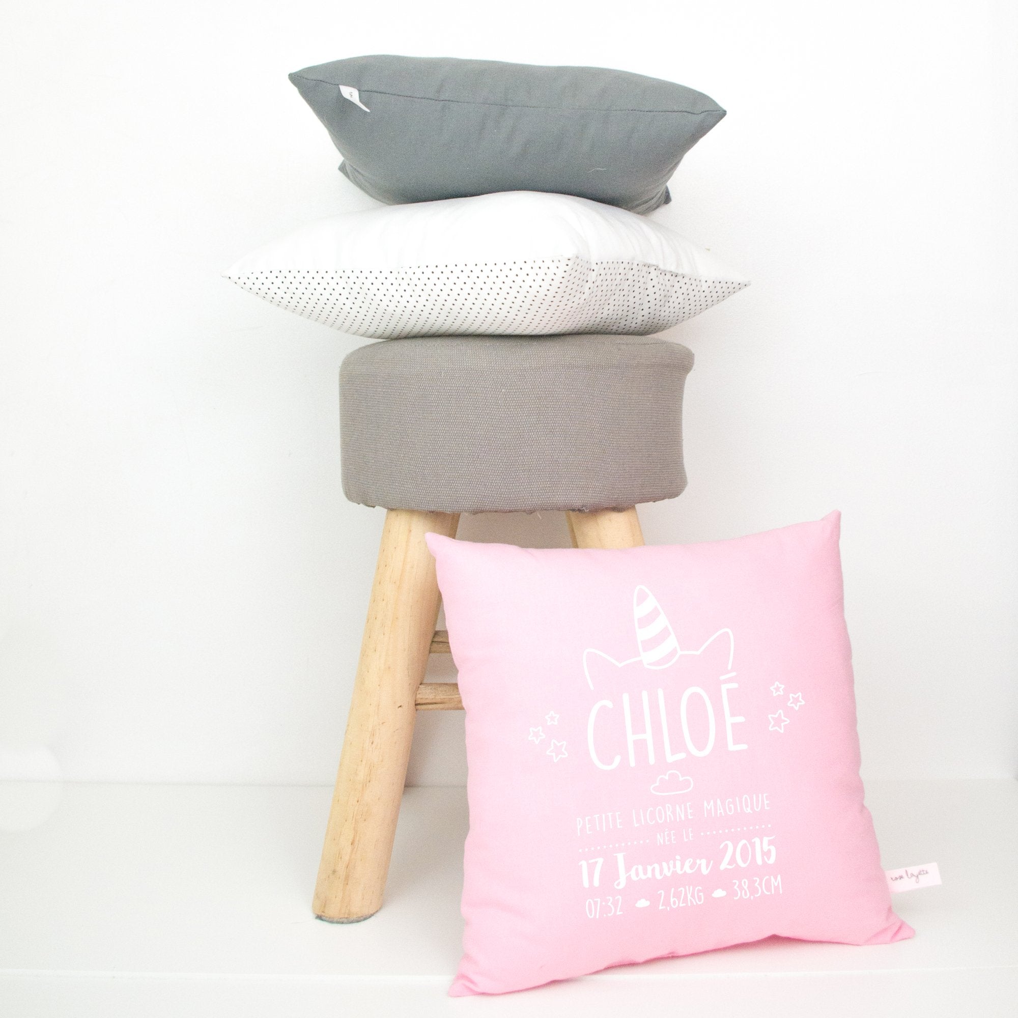 Coussin de naissance - ROSE 32x32