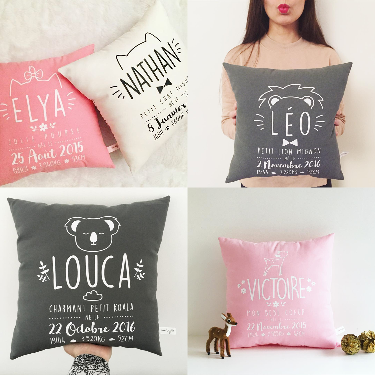 Housse pour coussin de naissance - couleur et design au choix - 40x40 cm