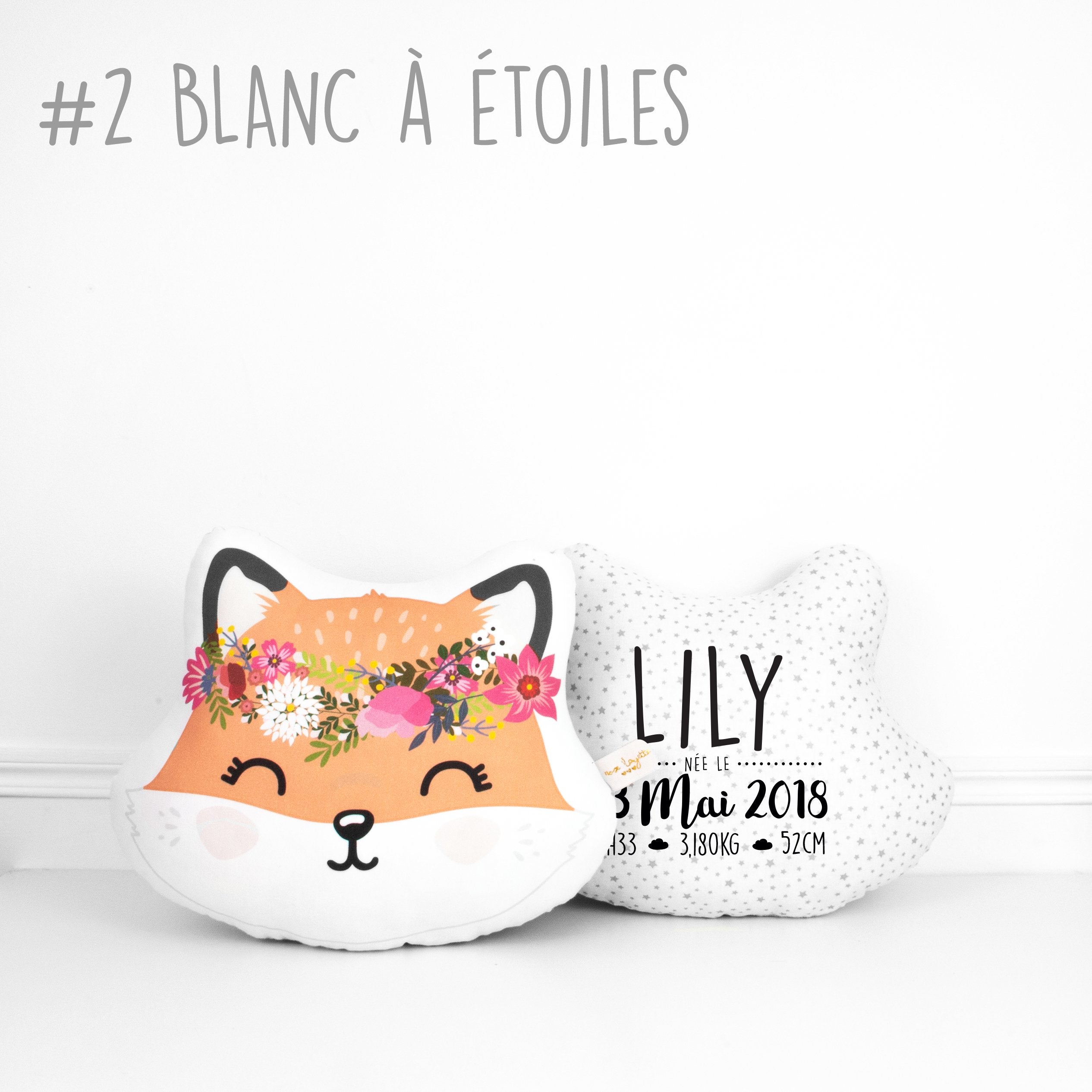 Coussin de Naissance - Renard Couronne de Fleurs
