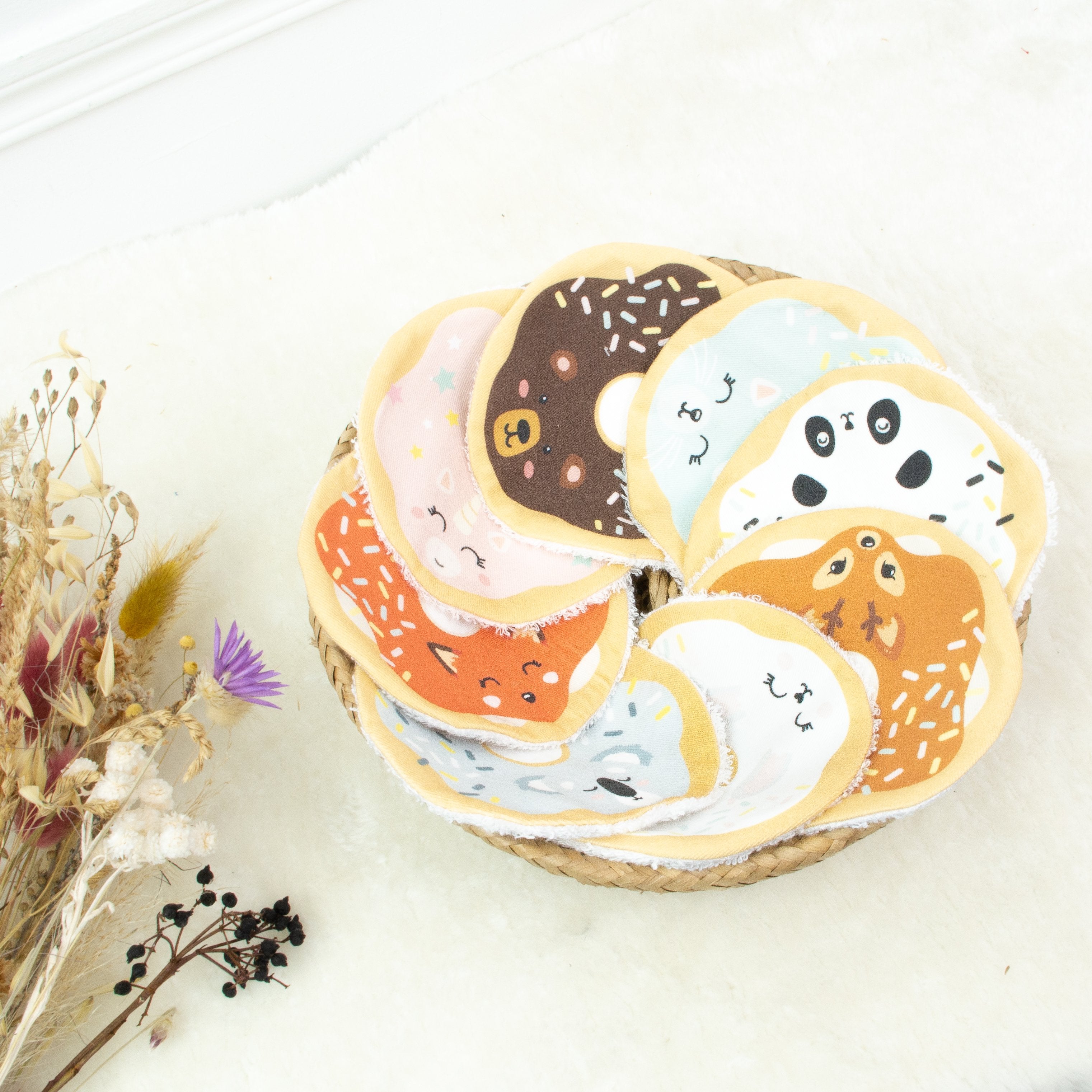 Lingettes Lavables Ani'Donuts - Pack de 7 Lingettes