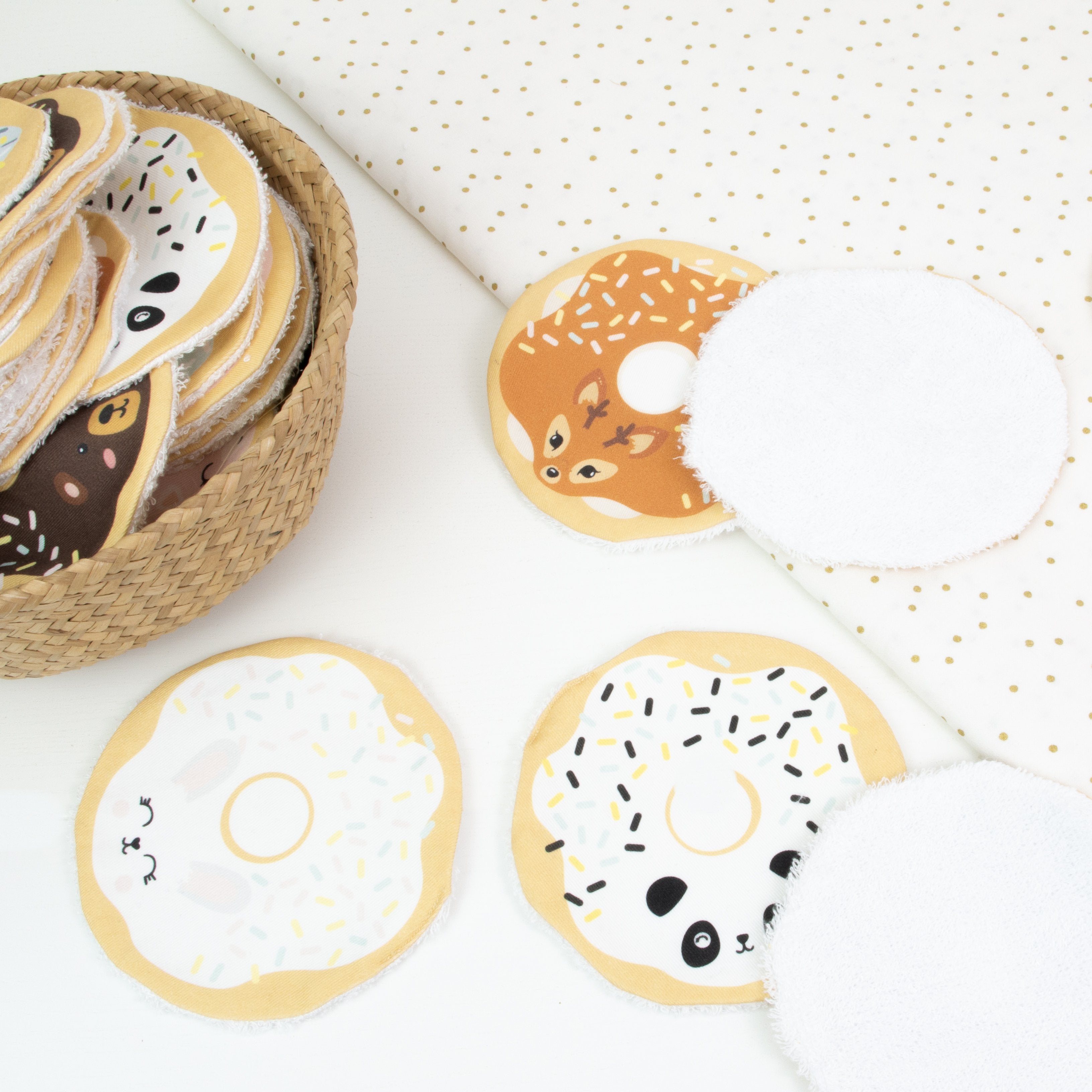 Lingettes Lavables Ani'Donuts - Pack de 7 Lingettes