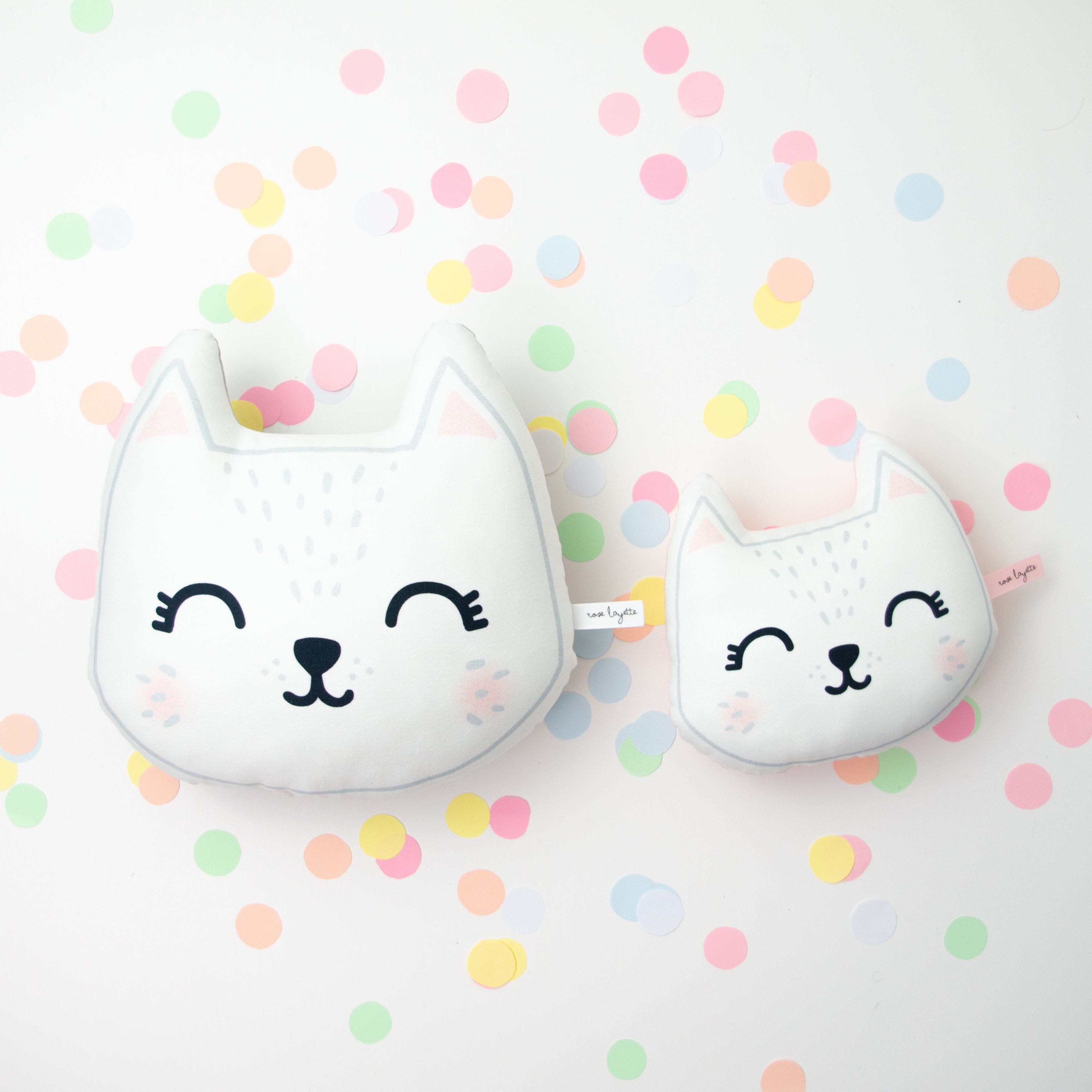 Coussin de Naissance - Chat rose