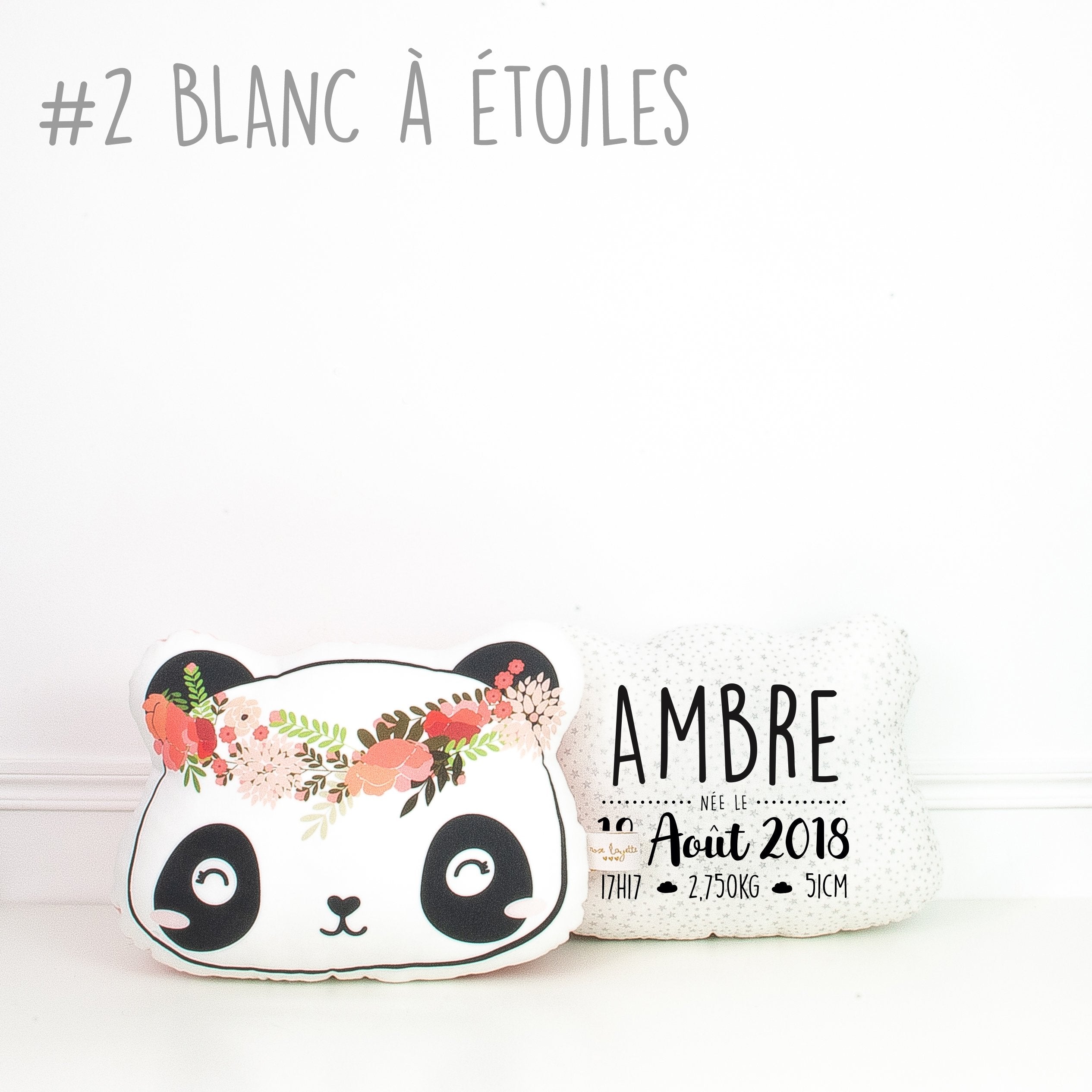 Coussin de Naissance - Panda Couronne de Fleurs