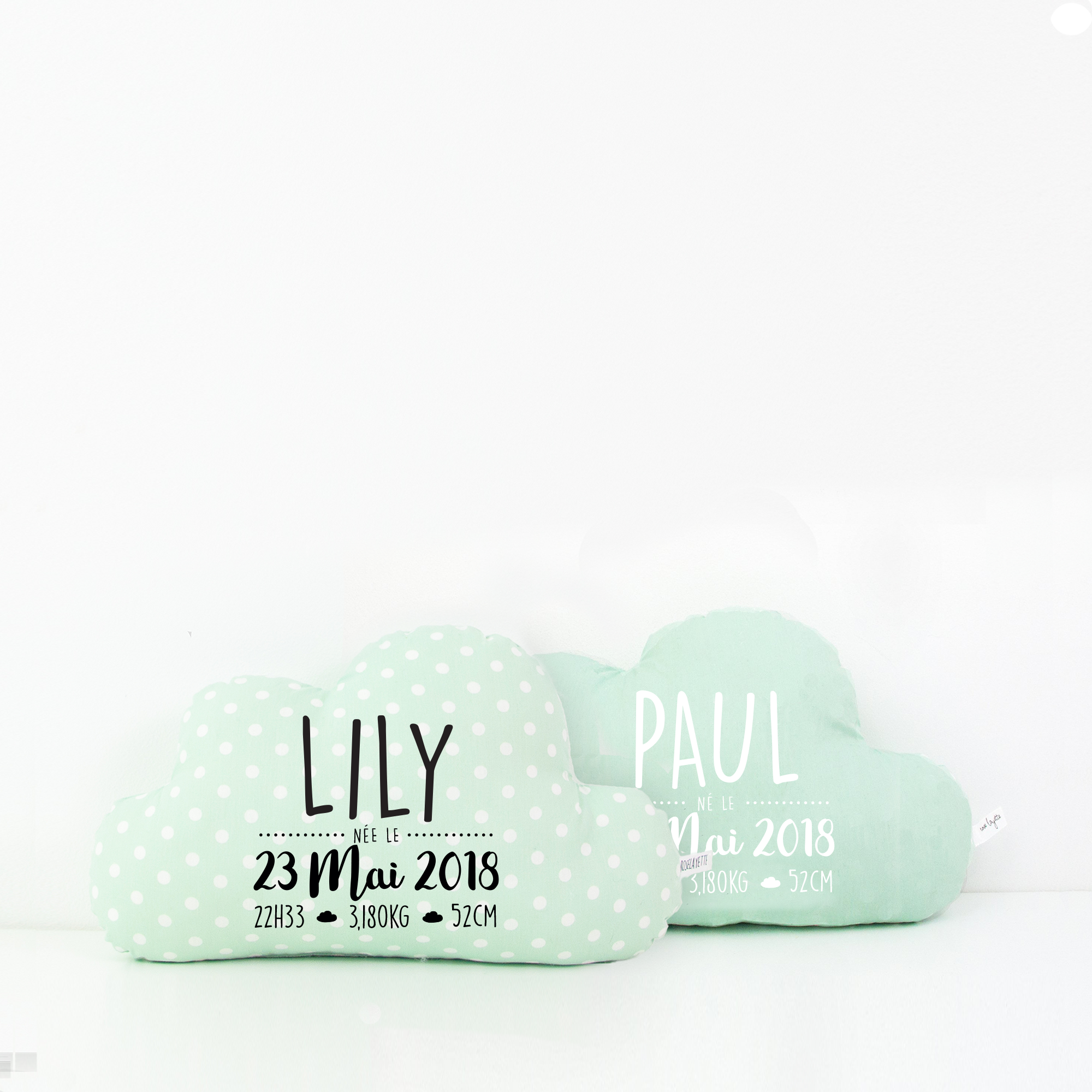 Coussin de Naissance - Nuage - Mint