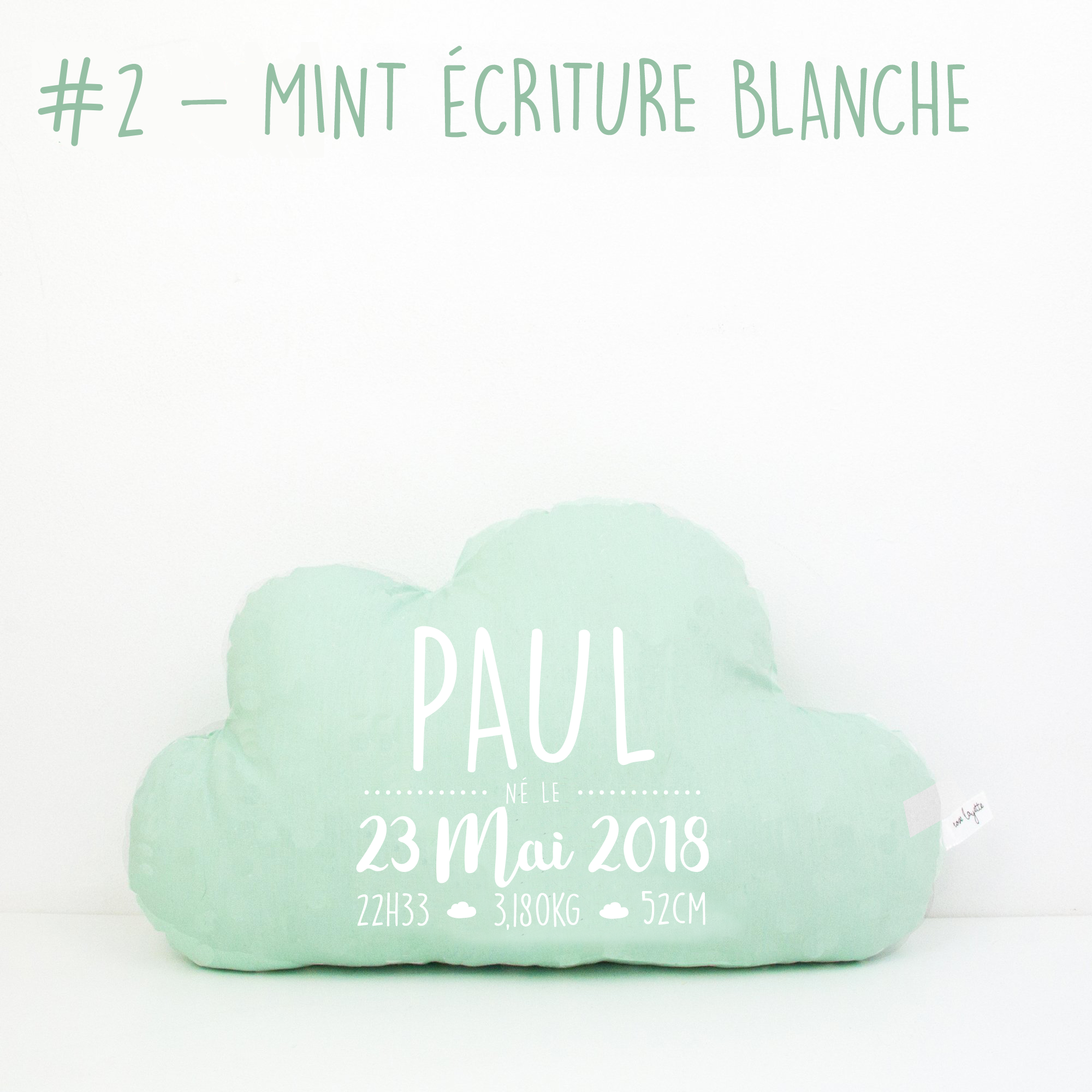 Coussin de Naissance - Nuage - Mint