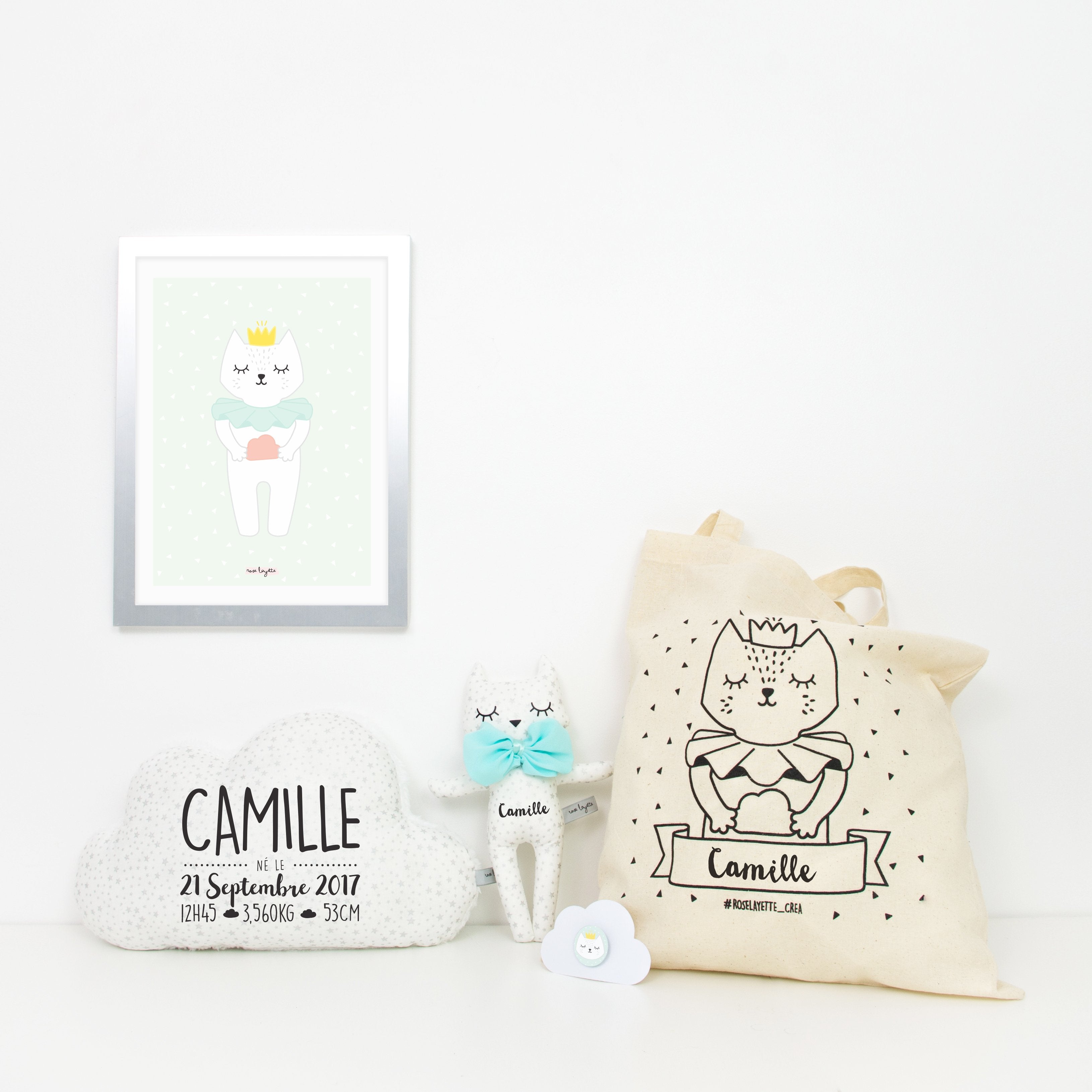 Le sac à Bibi Chat - Blanc Argenté