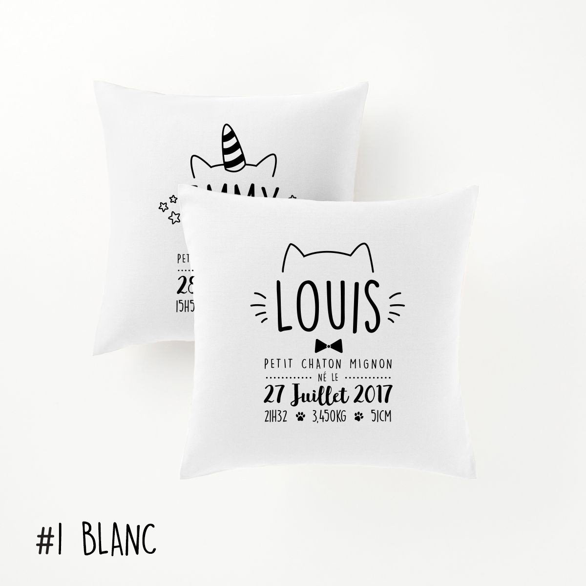 Housse pour coussin de naissance - couleur et design au choix - 40x40 cm