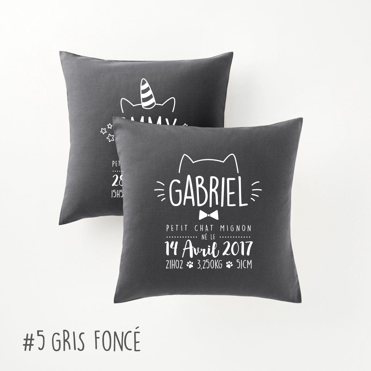 Housse pour coussin de naissance - couleur et design au choix - 40x40 cm