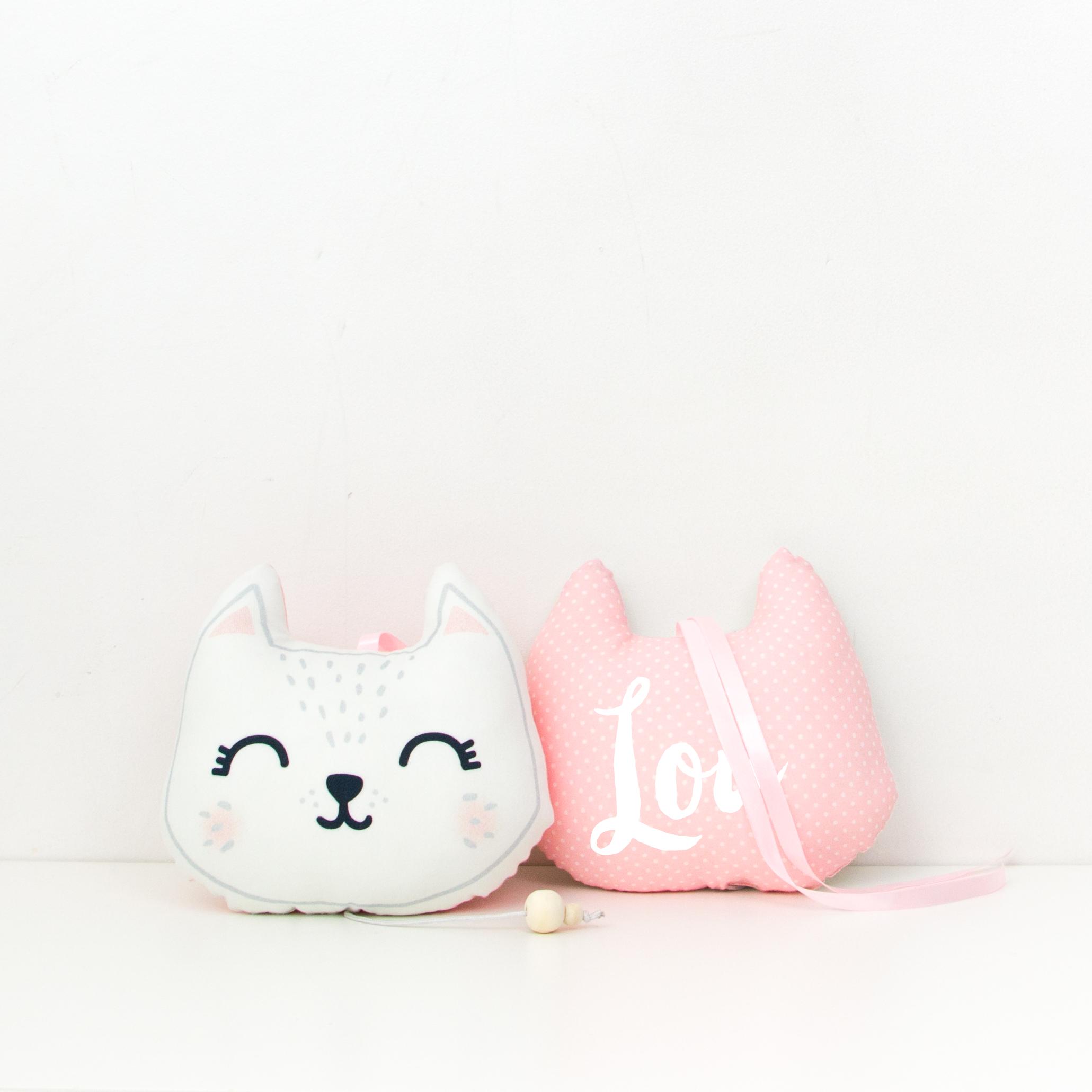 Coussin Musical - Chat Gris ou Rose