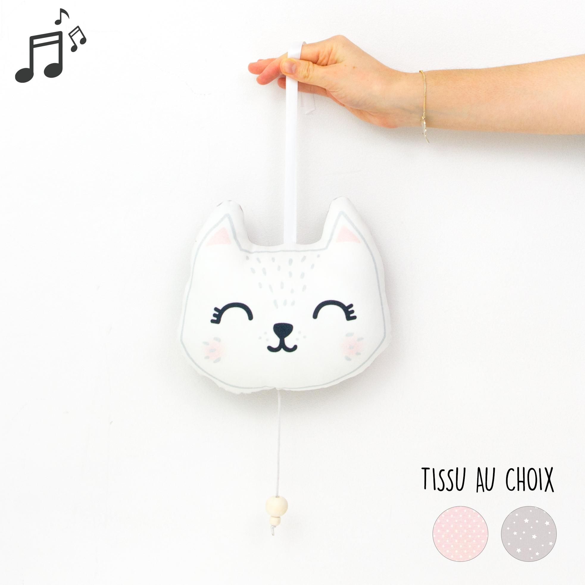 Coussin Musical - Chat Gris ou Rose
