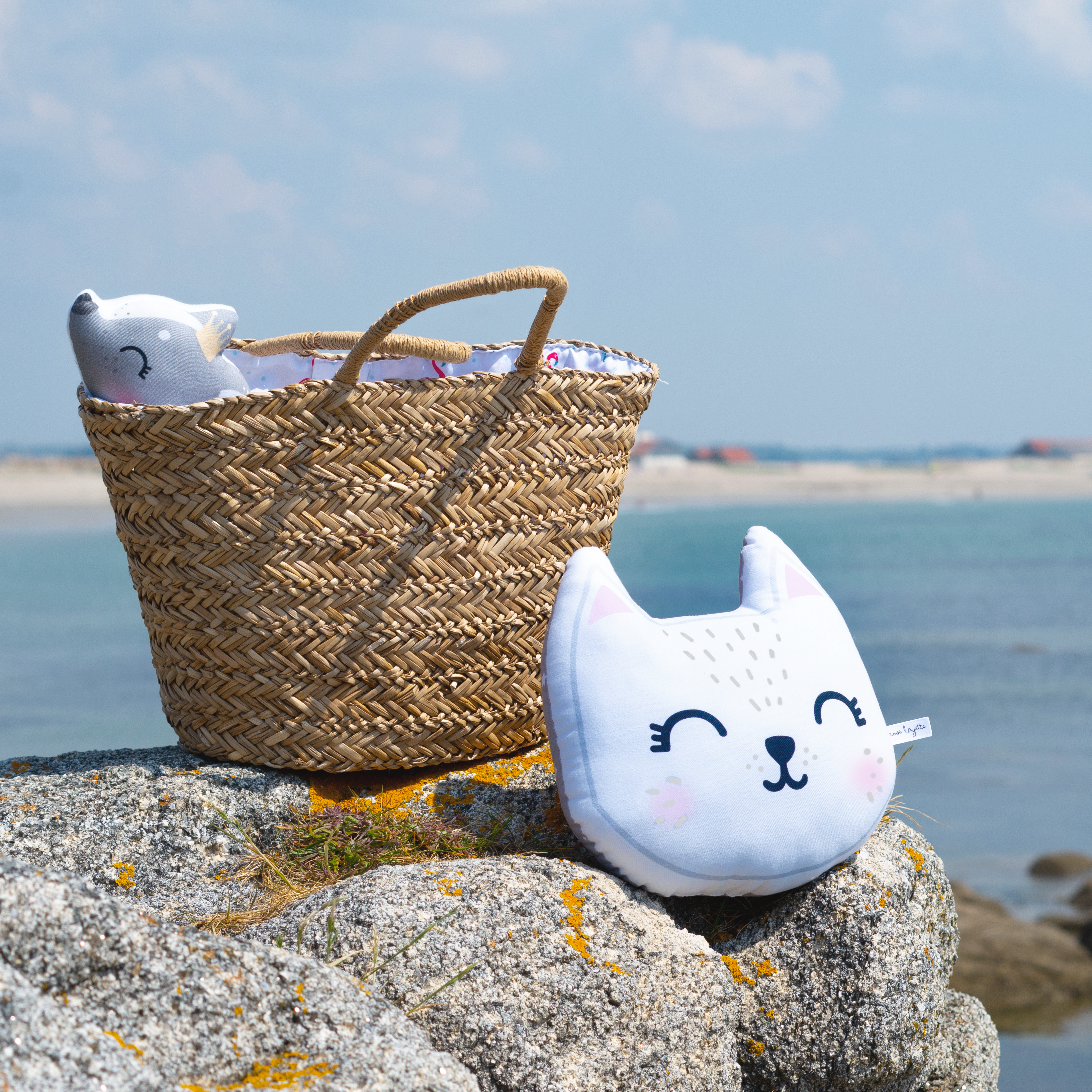 Coussin de Naissance - Chat rose