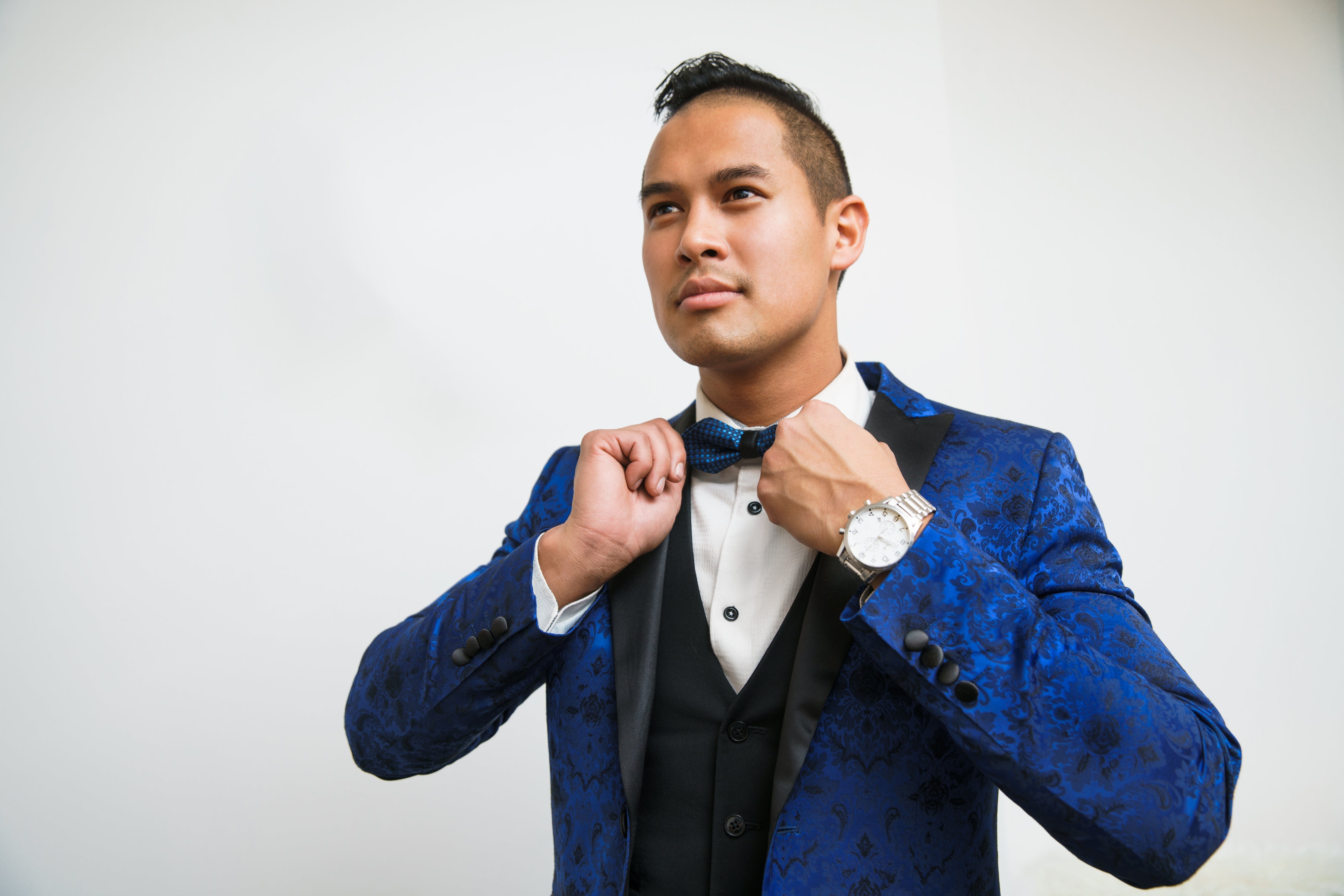 Blue Tuxedo Bowtie Suit
