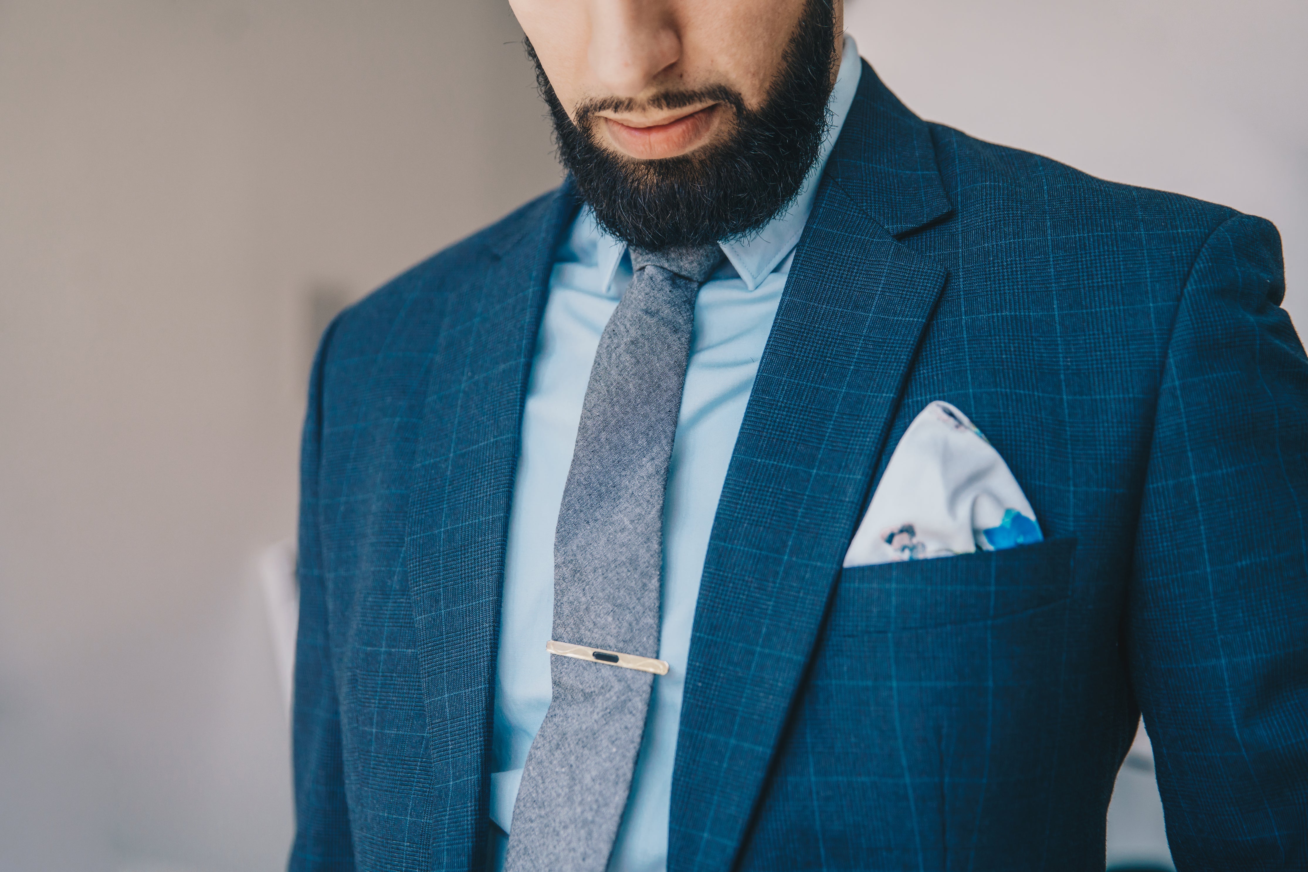 Mens Business Vest Blue Caro